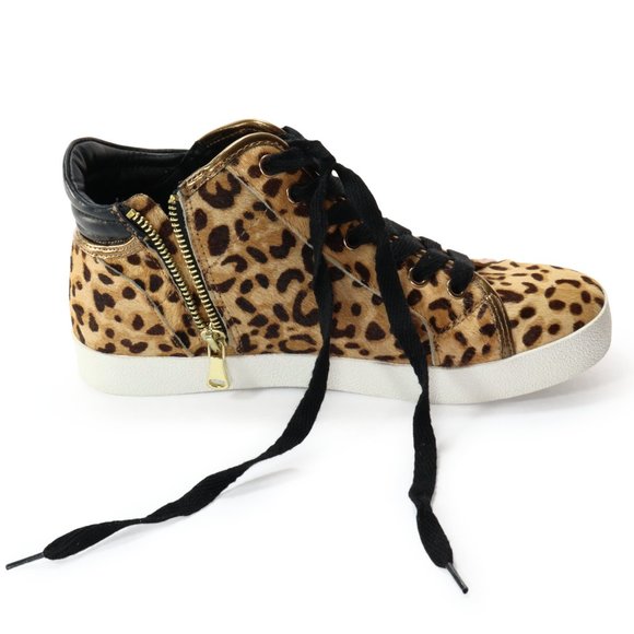 Steve Madden Women's Savior Fashion Sneaker Leopard Print Calf Hair Bling Star 7 - Picture 6 of 10